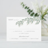 Elegant Greenery Foliage Wedding RSVP Kaartje (Staand voorkant)