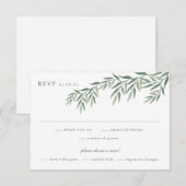 Elegant Greenery Foliage Wedding RSVP Kaartje (Voorkant / Achterkant)