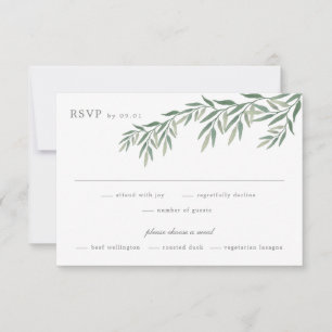 Elegant Greenery Foliage Wedding RSVP Kaartje