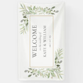 Elegant Greenery Foliage Wedding Welkom Spandoek (Verticaal)