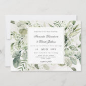Elegant Greenery Foliage White Floral Boho Wedding Kaart (Voorkant)