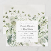 Elegant Greenery Foliage White Floral Boho Wedding Kaart (Voorkant / Achterkant)