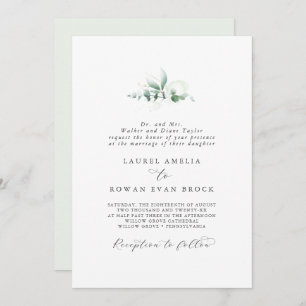 Elegant Greenery Formal Wedding Kaart