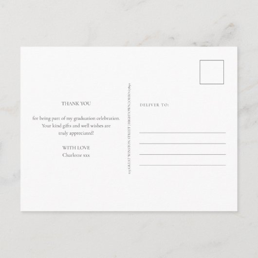 Elegant Greenery Foto Afstuderen Hartelijk dank Briefkaart (Achterkant)