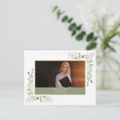 Elegant Greenery Foto Afstuderen Hartelijk dank Briefkaart (Staand voorkant)