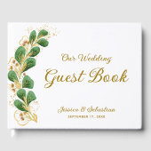 Elegant Greenery Foto Wedding Gastenboek (Voorkant)