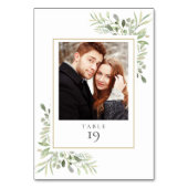 Elegant Greenery Foto Wedding Kaart (Achterkant)