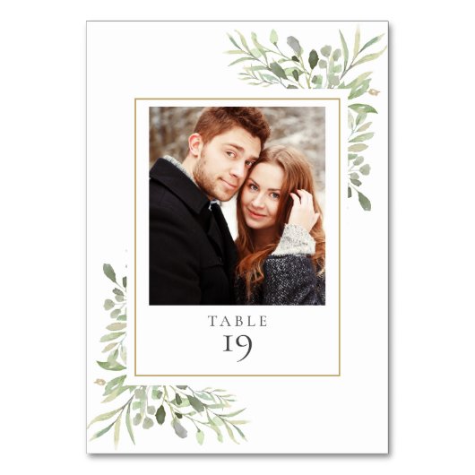 Elegant Greenery Foto Wedding Kaart (Achterkant)