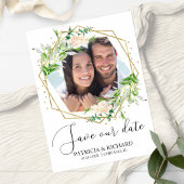 Elegant Greenery Foto Wedding Save the Date Kaart