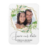 Elegant Greenery Foto Wedding Save the Date Magneet (Verticaal)