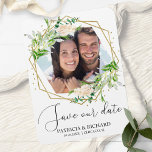 Elegant Greenery Foto Wedding Save the Date Magneet<br><div class="desc">Elegant Greenery Foto Wedding Save the Date Magnet</div>
