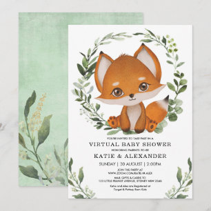 Elegant Greenery Fox Virtual Baby shower by Mail Kaart
