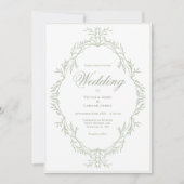 Elegant Greenery Frame Vintage Wedding Invitation Kaart (Voorkant)