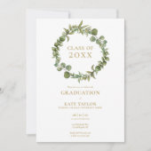 Elegant Greenery Garland Foto Graduation Party Kaart (Voorkant)
