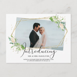 Elegant Greenery Geometric Eloped aankondiging Briefkaart