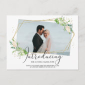 Elegant Greenery Geometric Eloped aankondiging Briefkaart (Voorkant)