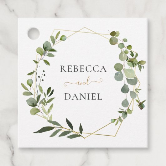 Elegant Greenery Geometric Lijst Personalized Bedankjes Labels (Voorkant)