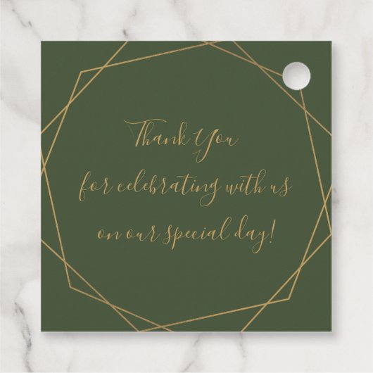 Elegant Greenery Geometric Lijst Personalized Bedankjes Labels (Achterkant)