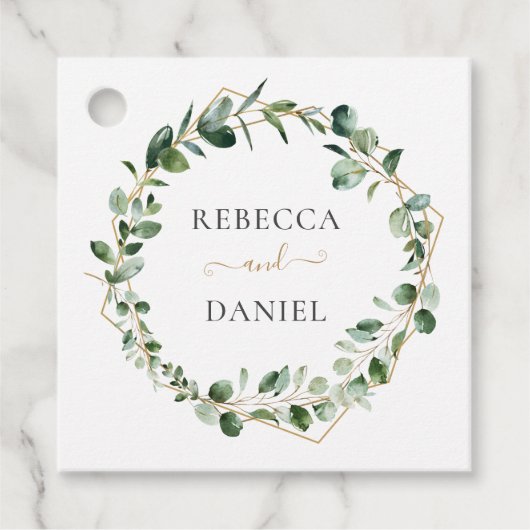 Elegant Greenery Geometric Lijst Personalized Bedankjes Labels (Voorkant)