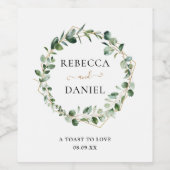 Elegant Greenery Geometric Lijst Personalized Wijn Etiket (Enkel label)