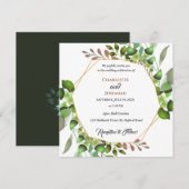 Elegant Greenery Geometric Lijst Wedding Kaart (Voorkant / Achterkant)