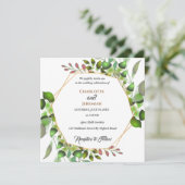 Elegant Greenery Geometric Lijst Wedding Kaart (Staand voorkant)