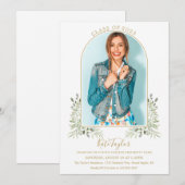 Elegant Greenery Gold Arch Foto Graduy Party Kaart (Voorkant / Achterkant)