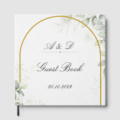 Elegant Greenery & Gold Arch Wedding Guest Book Gastenboek (Voorkant)