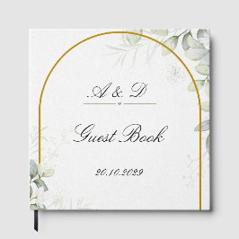 Elegant Greenery & Gold Arch Wedding Guest Book Gastenboek