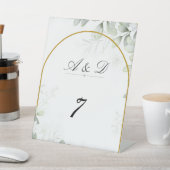 Elegant Greenery & Gold Arch Wedding Table Number Reclamebord Met Voetstuk (Insitu)