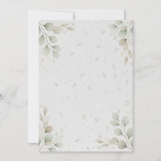 Elegant Greenery Gold Birthday Invitation Kaart (Achterkant)