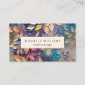 Elegant Greenery Gold Blauwgroen Leaf Visitekaartje (Voorkant)