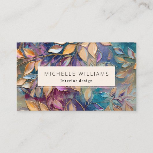 Elegant Greenery Gold Blauwgroen Leaf Visitekaartje (Voorkant)