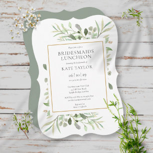 Elegant Greenery Gold Bridesmaids Kaart
