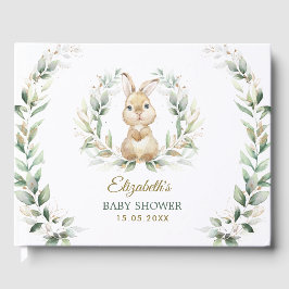 Elegant Greenery Gold Bunny Rabbit Baby shower Gastenboek