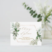 Elegant Greenery Gold Change of Plans Wedding Briefkaart (Staand voorkant)