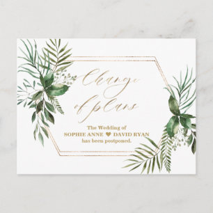 Elegant Greenery Gold Change of Plans Wedding Briefkaart