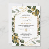 Elegant Greenery Gold Eucalyptus Wedding Party Kaart (Voorkant)