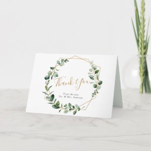 Elegant Greenery Gold Geometric Lijst Hartelijk da Kaart