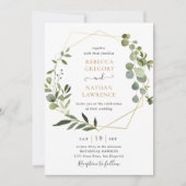 Elegant Greenery Gold Geometric Lijst Wedding Kaart (Voorkant)