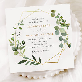Elegant Greenery Gold Geometric Lijst Wedding Kaart
