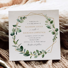 Elegant Greenery Gold Geometric Lijst Wedding Kaart