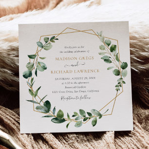 Elegant Greenery Gold Geometric Lijst Wedding Kaart