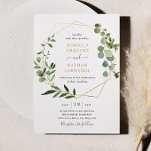 Elegant Greenery Gold Geometric Lijst Wedding Kaart