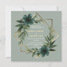 Elegant Greenery Gold Geometric Lijst Wedding Kaart