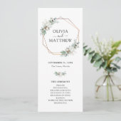 Elegant Greenery Gold Geometric Lijst Wedding Programmakaart (Staand voorkant)