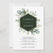 Elegant Greenery Gold Hexagon Wedding Kaart (Voorkant)
