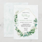Elegant Greenery Gold in één huwelijk Kaart (Voorkant / Achterkant)