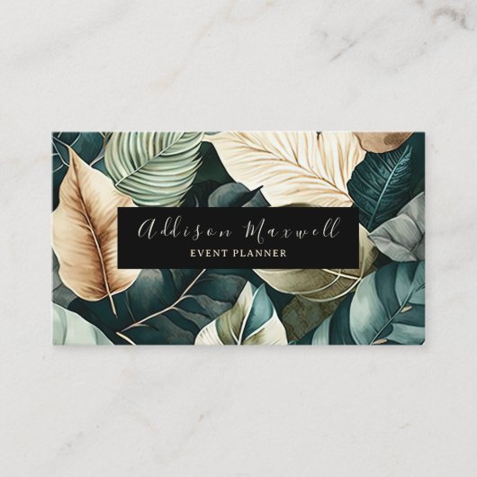 Elegant Greenery Gold Leaf Visitekaartje (Voorkant)