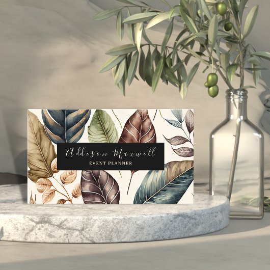 Elegant Greenery Gold Leaf Visitekaartje